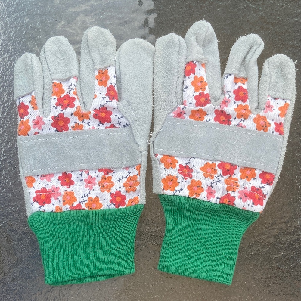 Suede Floral Work Gardening Gloves XL